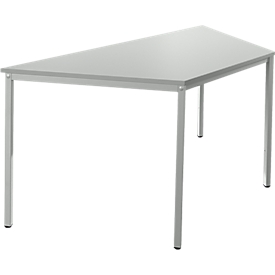 Schäfer Shop Pure Table en tube d'acier, trapézoïdale, pied en tube carré, L 1600 x P 690 zéro x H 720 mm, gris clair/gris clair