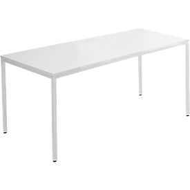 Schäfer Shop  Pure Tafel van stalen buis, rechthoekig, voet van vierkante buis, B 1400 x D 700 zero x H 720 mm, lichtgrijs/lichtgrijs