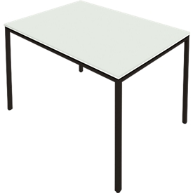 Schäfer Shop Pure Tafel van stalen buis, rechthoekig, voet van vierkante buis, B 1400 x D 700 zero x H 720 mm, lichtgrijs/zwart