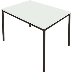 Schäfer Shop  Pure Tafel van stalen buis, rechthoekig, voet van vierkante buis, B 1400 x D 800 zero x H 720 mm, lichtgrijs/zwart