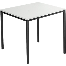 Schäfer Shop Pure Tafel van stalen buis, vierkant, voet van vierkante buis, B 800 x D 800 x H 720 mm, lichtgrijs/zwart