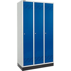 Schäfer Shop Pure Taquilla, 3 compartimentos, cerradura de cilindro, gris luminoso/azul genciana