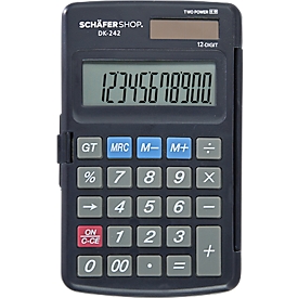 Schäfer Shop Pure Taschenrechner Pure DK-242, Solarbetrieb, 12-stelliges Display, Klappdeckel, B 72 x  T 115 x  H 9 mm