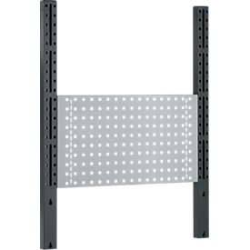 Schäfer Shop Pure Tischaufbau für Arbeitstische AST31, 2 x Aufbausäulen, 1 x Lochwand, B 750 x H 1035 mm, Stahl, anthrazitgrau/weißaluminium