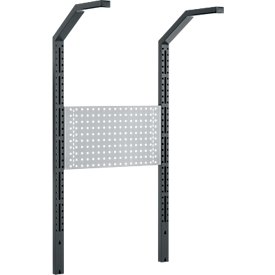 Schäfer Shop Pure Tischaufbau für Arbeitstische AST31, 2 x Aufbausäulen, 1 x  Lochwand, B 750 x H 1615 mm, Stahl, anthrazitgrau/weißaluminium