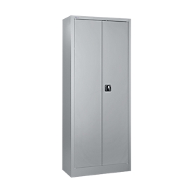 Schäfer Shop Pure Universele kast, 5 OH, 4 legborden, afsluitbaar, B 800 x D 400 x H 1935 mm, staal, alu wit RAL 9006/blank aluminium RAL 9006