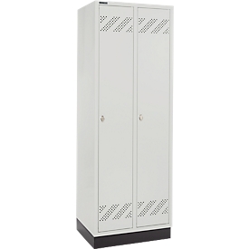 Schäfer Shop Pure Vestiaire, 2 compartiments, sur socle, serrure à came batteuse, gris clair/gris clair