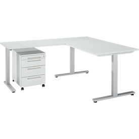Schäfer Shop Select 3-piece office furniture set Start Off desk, rectangular, T-leg, W 1800 x D 800 x H 735 mm 