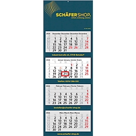 Schäfer Shop Select 4-Monatsplaner 2026, Wandkalender, faltbar, Datumsschieber, Kalendarium für D/GB/F/NL, Feiertage rot, B 330 x H 900 mm, Papier