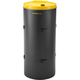Schäfer Shop Select afvalbak 120 l, compacte dubbele deur, 180° versprongen, gecoat, geel RAL 1023