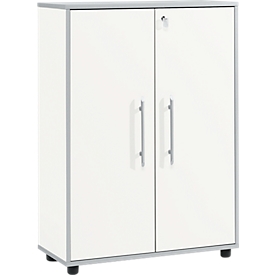 Schäfer Shop Select Aktenschrank Moxxo IQ, Holz, 2 Böden, 3 OH, B 801 x T 362 x H 1115 mm, abschließbar, weiß