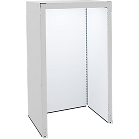 Schäfer Shop Select Akustikkabine, offen, Schallschutzklasse B, LED, B 1480 x T 1480 x H 2610 mm, Stahlblech/Polyestervlies, lichtgrau/reinweiß
