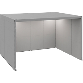 Schäfer Shop Select Akustikkabine, offen, Schallschutzklasse B, LED, B 4230 x T 3230 x H 2610 mm, Stahlblech/Polyestervlies, staubgrau