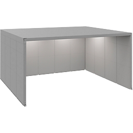 Schäfer Shop Select Akustikkabine, offen, Schallschutzklasse B, LED, B 5230 x T 4230 x H 2610 mm, Stahlblech/Polyestervlies, staubgrau