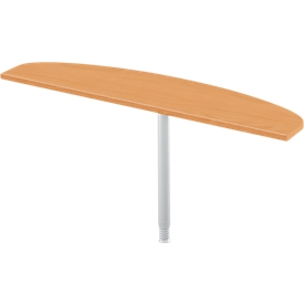 Schäfer Shop Select Ansatztisch, 1-Fuß, Ellipsenform, Ansatz rechts, B 1600 x T 400 mm, Buche/weißalu