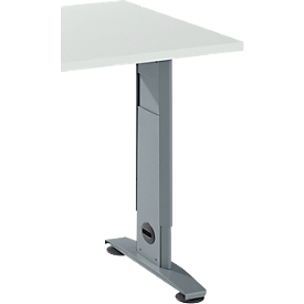 Schäfer Shop Select Ansatztisch LOGIN, C-Fuss, B 1000 x T 600 x H 660-820 mm, lichtgrau/basaltgrau