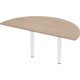 Schäfer Shop Select Ansatztisch PLANOVA ERGOSTYLE, 1/2 Kreis, Eiche-Dekor/weiss