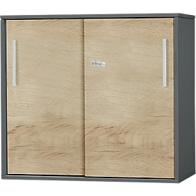 Schäfer Shop Select Anstell-/Aufsatz-Schiebetürenschrank SET UP, 2 OH, B 800 x T 420 x H 726 mm, graphit/eiche 