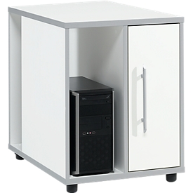 Schäfer Shop Select Anstellcontainer Moxxo IQ, PC-Towerfach, 1 Tür, 2 seitliche Fächer, B 551 x T 800 x H 720 mm, weiß 