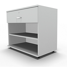 Schäfer Shop Select Aparador, con cajón, con cerradura, tablero aglomerado, An 800 x P 420 x Al 663 mm, gris luminoso