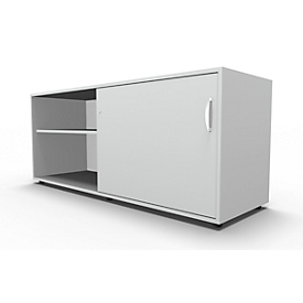 Schäfer Shop Select Aparador, con puerta corredera, con cerradura, tablero aglomerado, An 1600 x P 500 x Al 663 mm, adosable a la derecha, gris luminoso