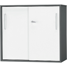 Schäfer Shop Select Armario auxiliar/superior de puertas correderas SET UP, 2 AA, An 800 x P 420 x Al 726 mm, grafito/blanco 