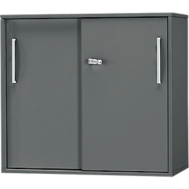 Schäfer Shop Select Armario auxiliar/superior de puertas correderas SET UP, 2 AA, An 800 x P 420 x Al 726 mm, grafito/grafito 