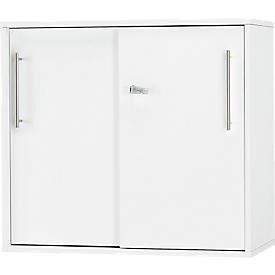 Schäfer Shop Select armario con puerta corredera Start Off, a la altura de la mesa, con cerradura, ancho 800 x fondo 420 x alto 726 mm, blanco/blanco 