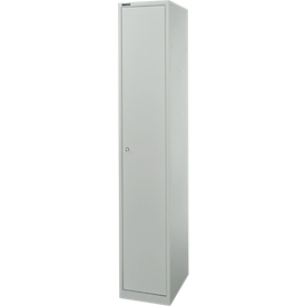 Schäfer Shop Select Armario de guardarropa, 1 compartimento de 350 mm de ancho, 2 compartimentos, estante para sombreros y barra para ropa, con cerradura, gris claro/gris claro