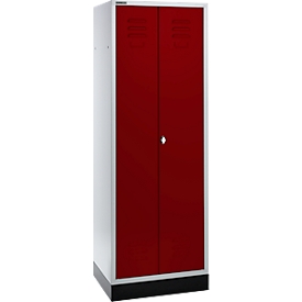 Schäfer Shop Select Armario de materiales, 1800 x 630 x 500 mm, cierre de pasador giratorio, gris luminoso/rojo rubí
