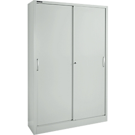 Schäfer Shop Select Armario de puertas correderas MS iCONOMY, acero, 5 alturas de archivo, An 1200 x P 400 x Al 1935 mm, gris luminoso RAL 7035