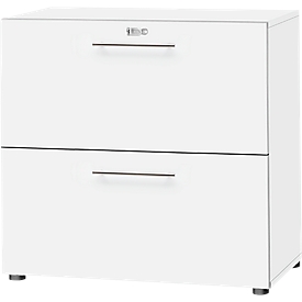 Schäfer Shop Select Armoire à dossiers suspendus Start Off, 2 HC, verrouillable, l. 800 x P 420 x H 744 mm, bois, blanc/blanc 