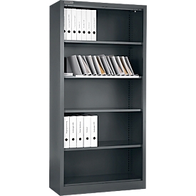 Schäfer Shop Select Armoire à étagères MS, 5 HC, L 800 x P 400 x H 1935 mm, tôle d'acier, gris basalte