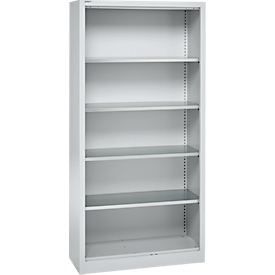 Schäfer Shop Select Armoire à étagères MS, 5 HC, L 950 x P 500 x H 1935 mm, tôle d'acier, aluminium blanc