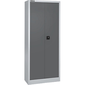Schäfer Shop Select Armoire à matériel MS 2408, armoire vide, 800 x P 400 x H 1935 mm, acier, aluminium blanc RAL 9006/gris anthracite