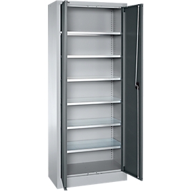 Schäfer Shop Select Armoire à matériel MSI 2409, acier, 6 tablettes, L 950 x P 400 x H 1935 mm, blanc aluminium/gris anthracite 