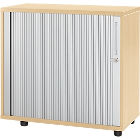 Schäfer Shop Select Armoire à porte transversale à rideaux, verrouillable, 2 tablettes, en bois, L 800 mm x P 421 x H 750 mm, érable