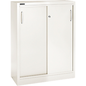Schäfer Shop Select Armoire à portes coulissantes, 3 hauteurs de classeurs, l. 1200 mm, blanc RAL 9003