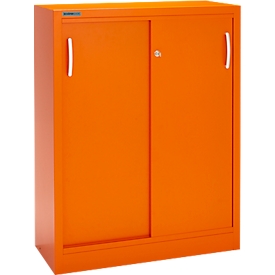 Schäfer Shop Select Armoire à portes coulissantes, 3 hauteurs de classeurs, l. 1200 mm, orange RAL 2004