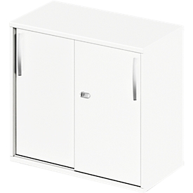 Schäfer Shop Select Armoire à portes coulissantes à poser/relever LOGIN, 2 hauteurs de classeurs, L 800 x P 420 x H 726 mm, blanc/blanc