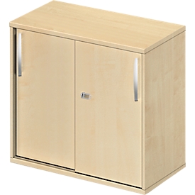 Schäfer Shop Select Armoire à portes coulissantes à poser/relever LOGIN, 2 hauteurs de classeurs, L 800 x P 420 x H 726 mm, décor érable/décor érable