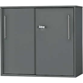 Schäfer Shop Select Armoire à portes coulissantes à poser/relever Start Off, à hauteur de table, verrouillable, L 800 x P 420 x H 726 mm, graphite/graphite 