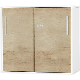 Schäfer Shop Select Armoire à portes coulissantes d'appoint à poser SET UP, 2 HC, l. 800 x P 420 x H 726 mm, blanc/décor chêne 