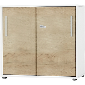 Schäfer Shop Select Armoire à portes coulissantes SET UP, verrouillable, 2 hauteurs de classeur, blanc/chêne 