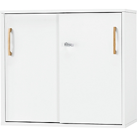 Schäfer Shop Select Armoire à portes coulissantes Start Off Wood, 2 HC, verrouillable, L 800 x P 420 x H 726 mm, bois, blanc 