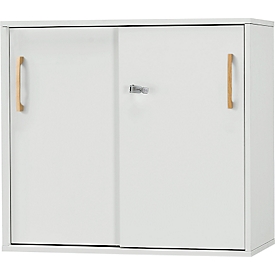Schäfer Shop Select Armoire à portes coulissantes Start Off Wood, 2 HC, verrouillable, L 800 x P 420 x H 726 mm, bois, gris clair 