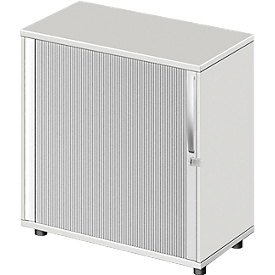 Schäfer Shop Select Armoire à rideau coulissant transversal LOGIN, 2 hauteurs de classeur, verrouillable, l. 800 x P 420 x H 744 mm, gris clair