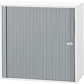 Schäfer Shop Select Armoire à rideau coulissant transversal Start Off, 2 HC, verrouillable, l. 800 x P 420 x H 744 mm, bois, blanc 