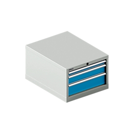Schäfer Shop Select Armoire à tiroirs 27-36 , 3 tiroirs, jusqu'à 75 kg, l. 564 x P 725 x H 400 mm, bleu clair/gris clair