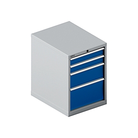 Schäfer Shop Select Armoire à tiroirs 27-36 SSI SCHÄFER, 4 tiroirs, jusqu'à 75 kg, l. 564 x P 725 x H 800 mm, bleu gentiane/alu blanc